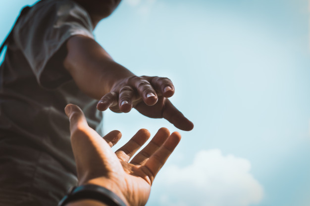 man helping hands