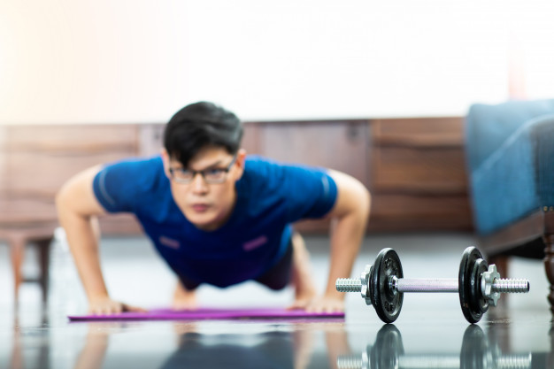 man doing push up