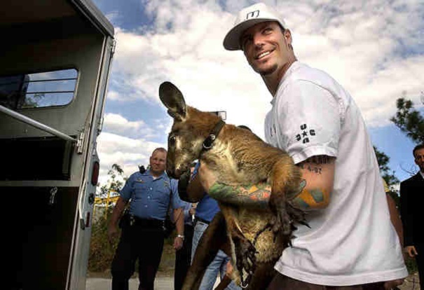 Vanilla Ice with Bucky the wallaroo