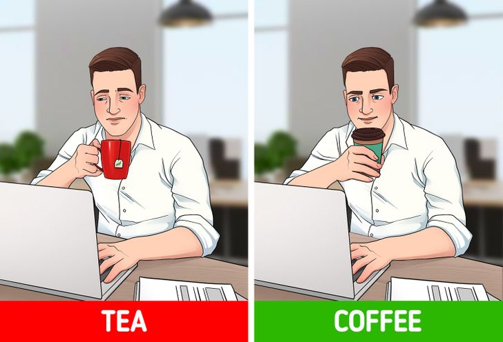 man drinking tea vs coffee for active lifestyle