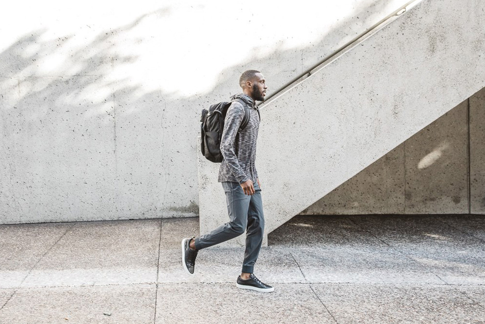 man walking with joggers