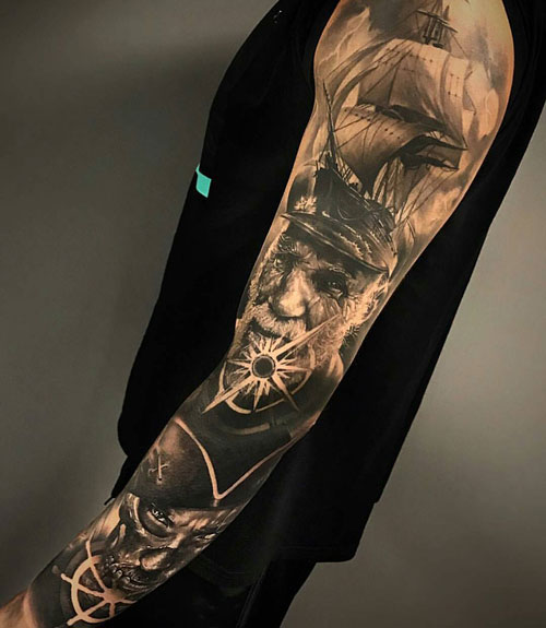 black-and-White-Full-Sleeve-Tattoo-Ideas