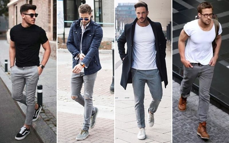 causal grey pants for men