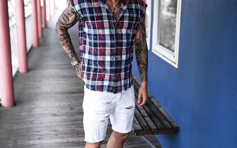 flannel with shorts for men