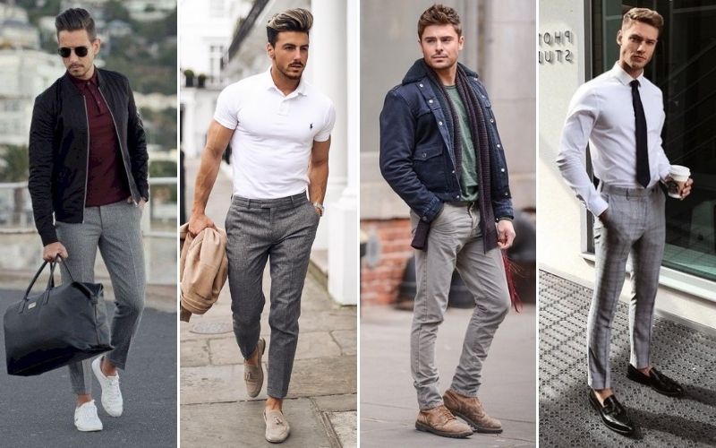 grey pants outfit for men