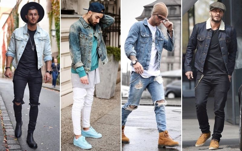 hat and denim jacket for men