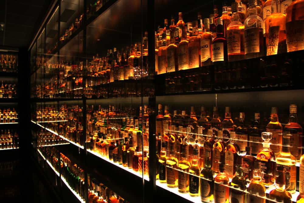 scotch whiskies on the shelve
