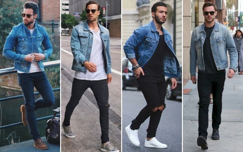 shoes and denim jacket for men