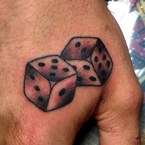 dice small hand tattoos for men