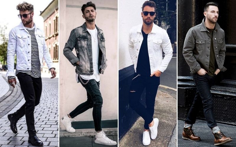 white and grey denim jacket for men