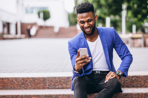 man with Navy Blue Jack