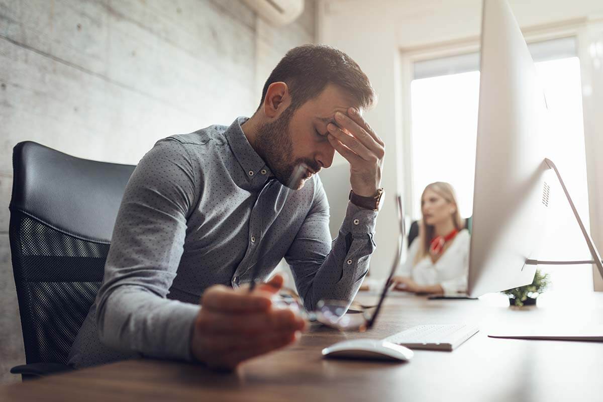 Men stressed out at work