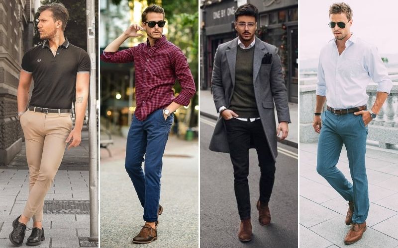 men chino fashion with suitable shoes