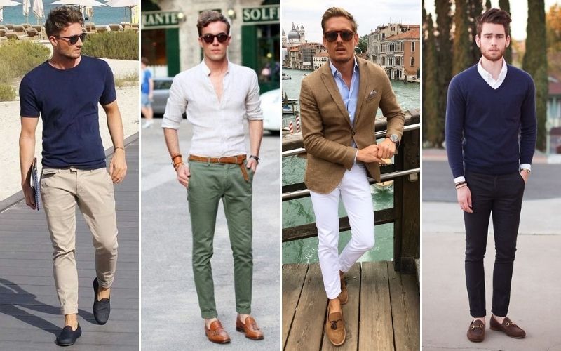 men chino fashion with suitable shoes