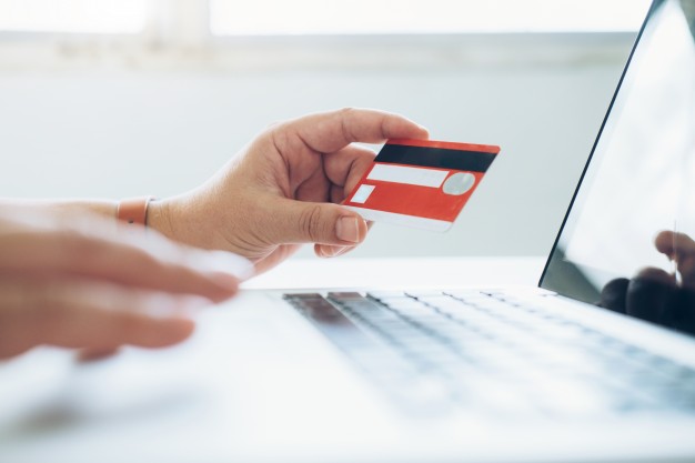 Business online shopping concept. people shopping and pay by credeit card 