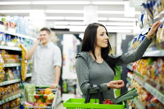 Couple at supermarket 