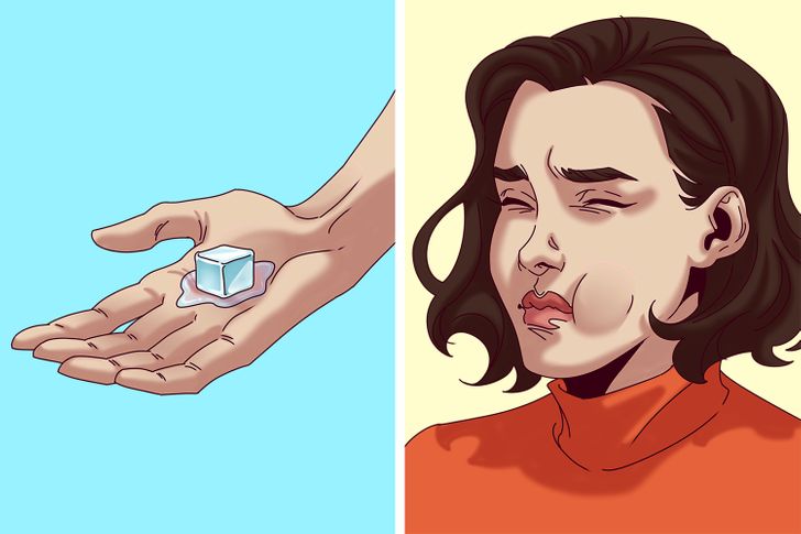 Holding an ice cube
