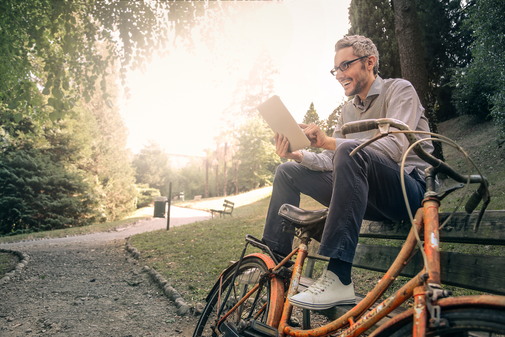 Smiling man at the park