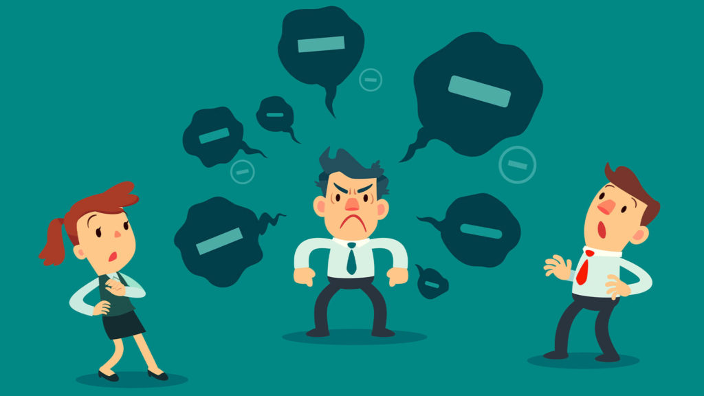 stubborn man creates negative atmosphere; business lifestyle