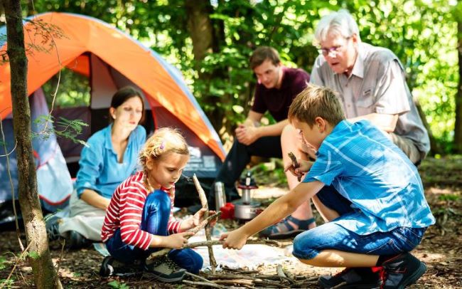 Family Camping In The Forest
