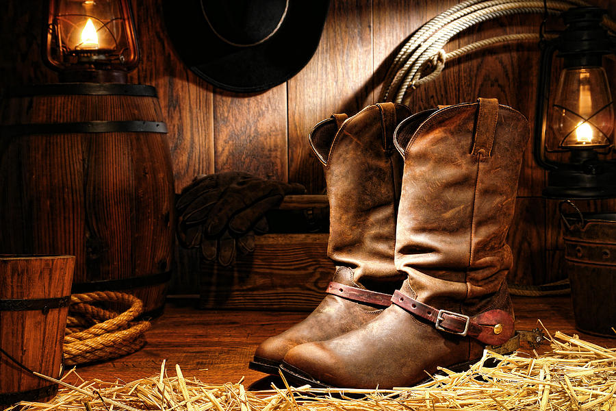 man and western boots