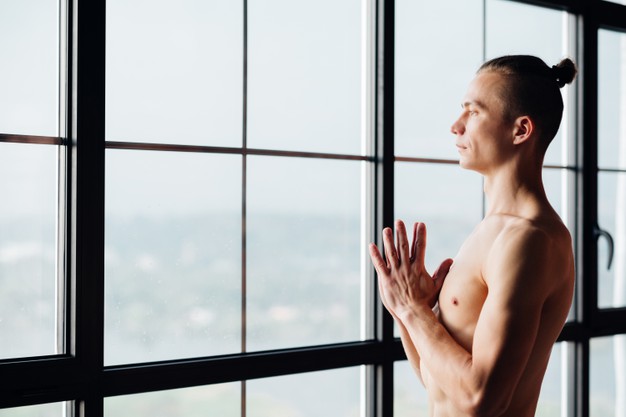 Man resting and relaxing after exercises