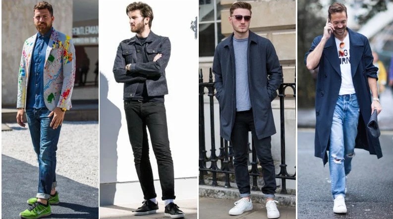 jeans fashion with trainers