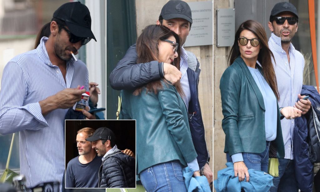 PSG football player Gianluigi Buffon and his wife Ilaria D'Amico lunch