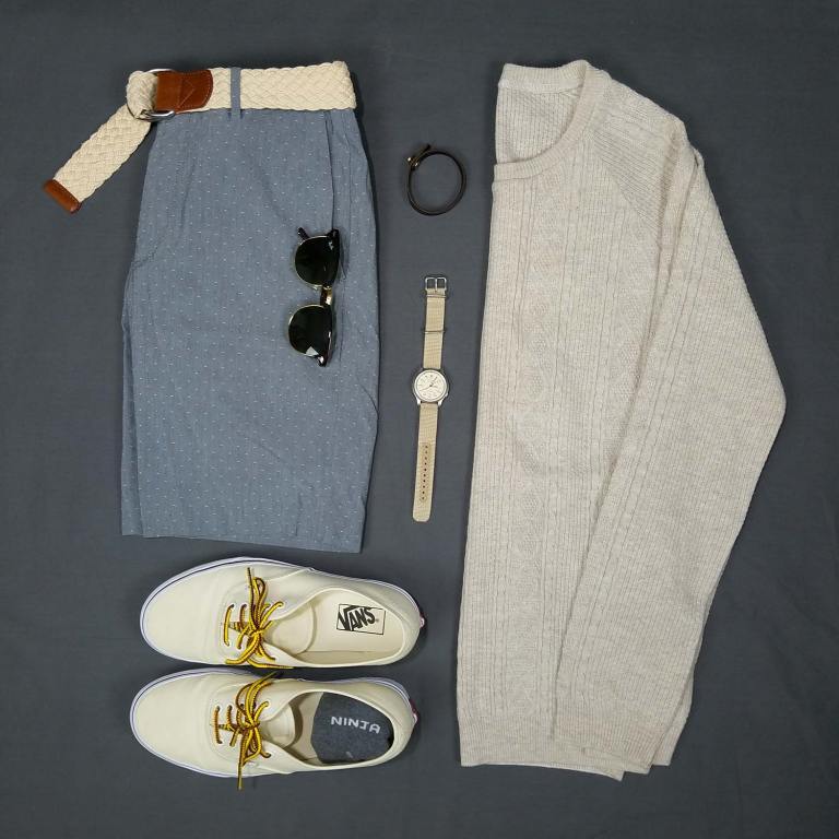 Shorts with a Lightweight Cotton Sweater