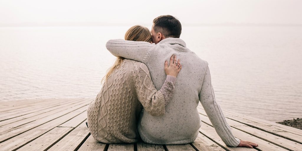 Couple Are Sitting In Sea Yacht Port 