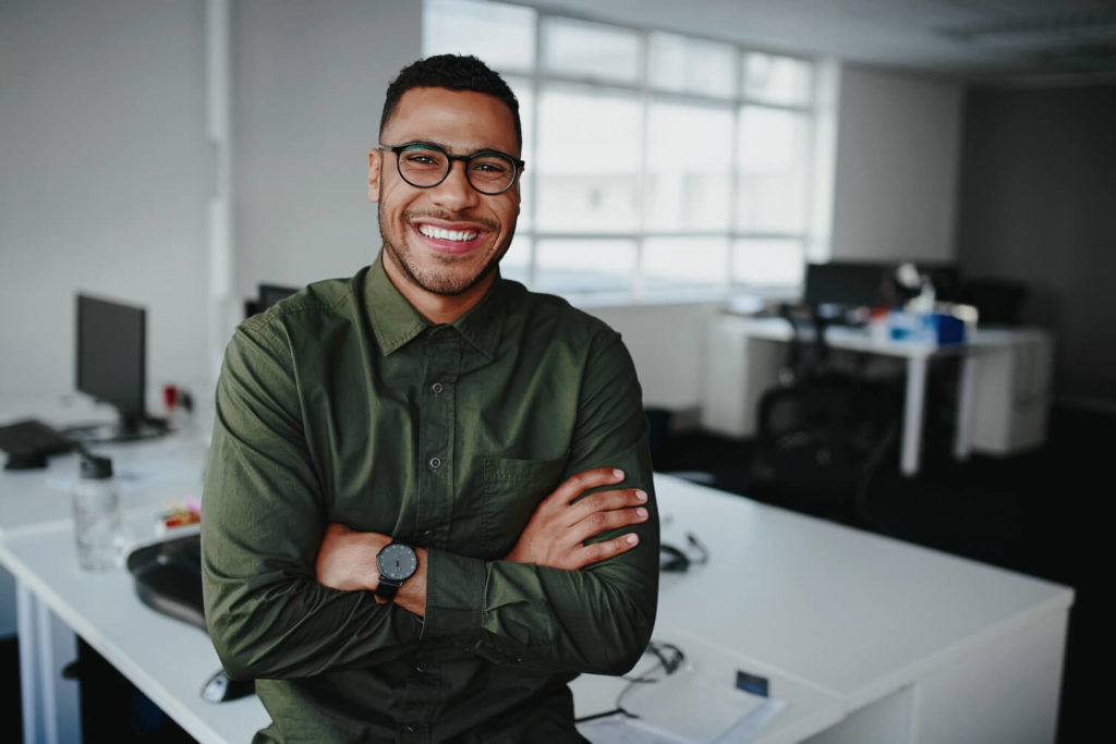 smiling man at office