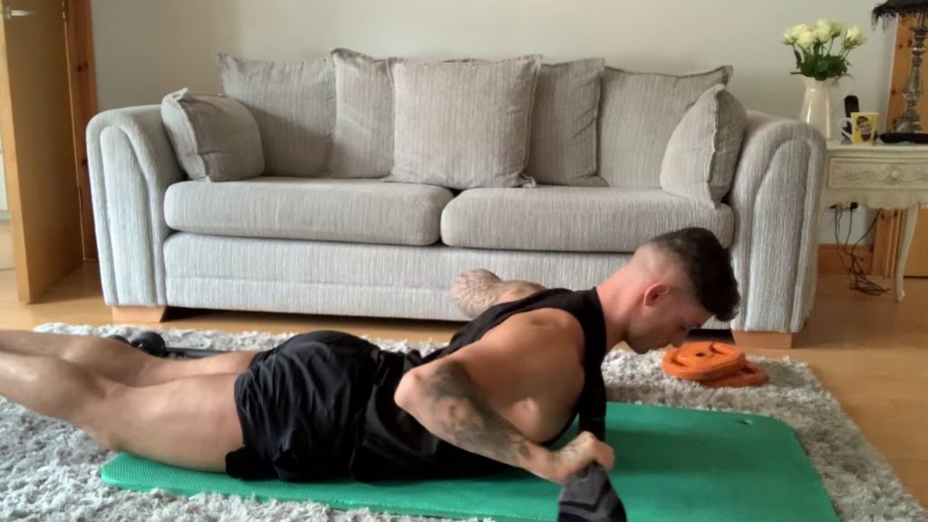 Lying “Pull-Ups” with towels