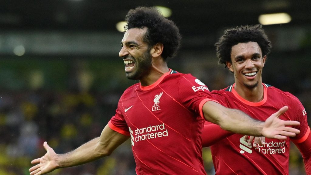 Salah celebrated after his goal against Watford