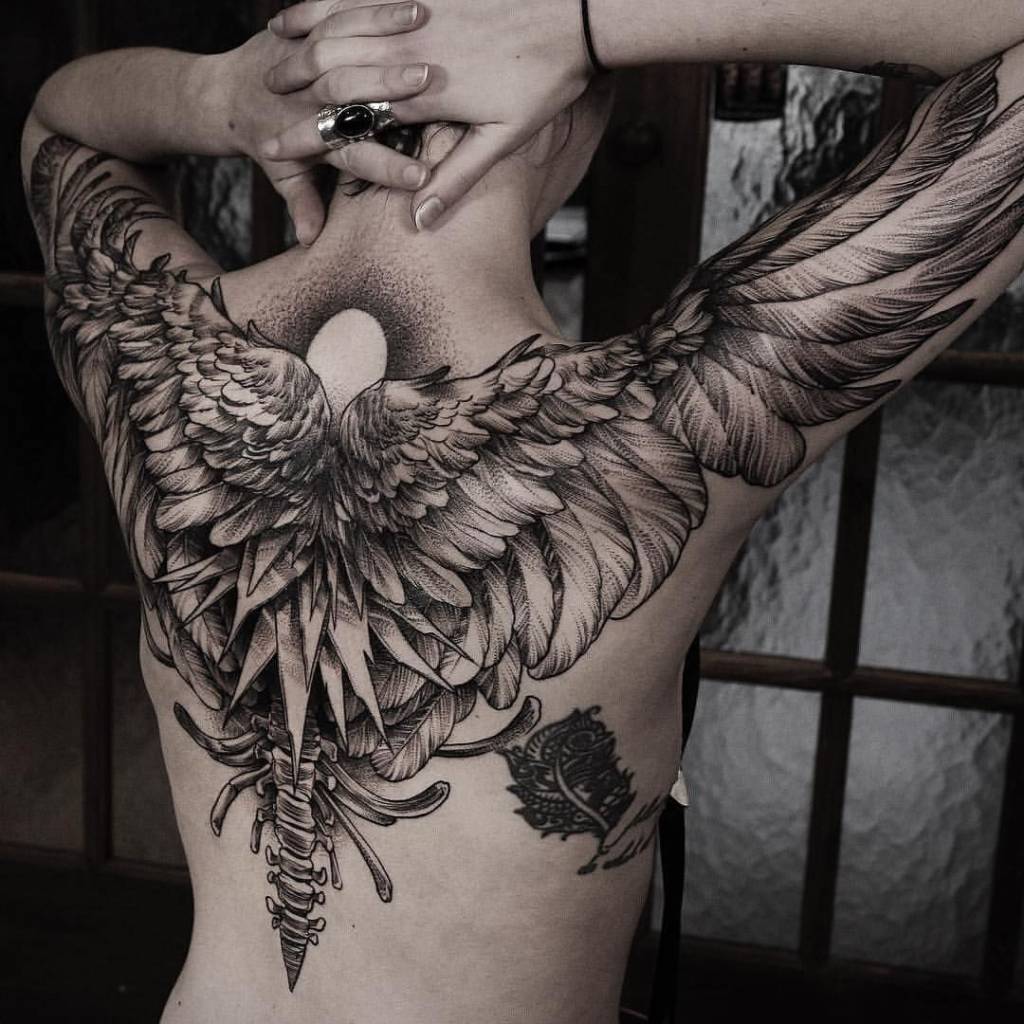 back wings tattoo design