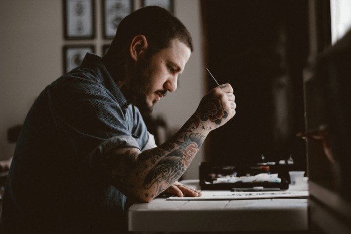 Man drawing 