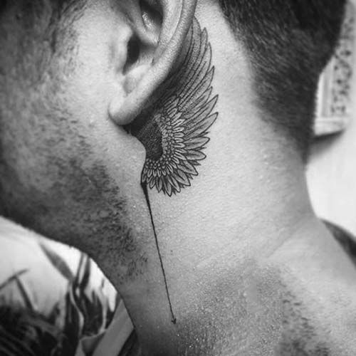 angel wings tattoo neck