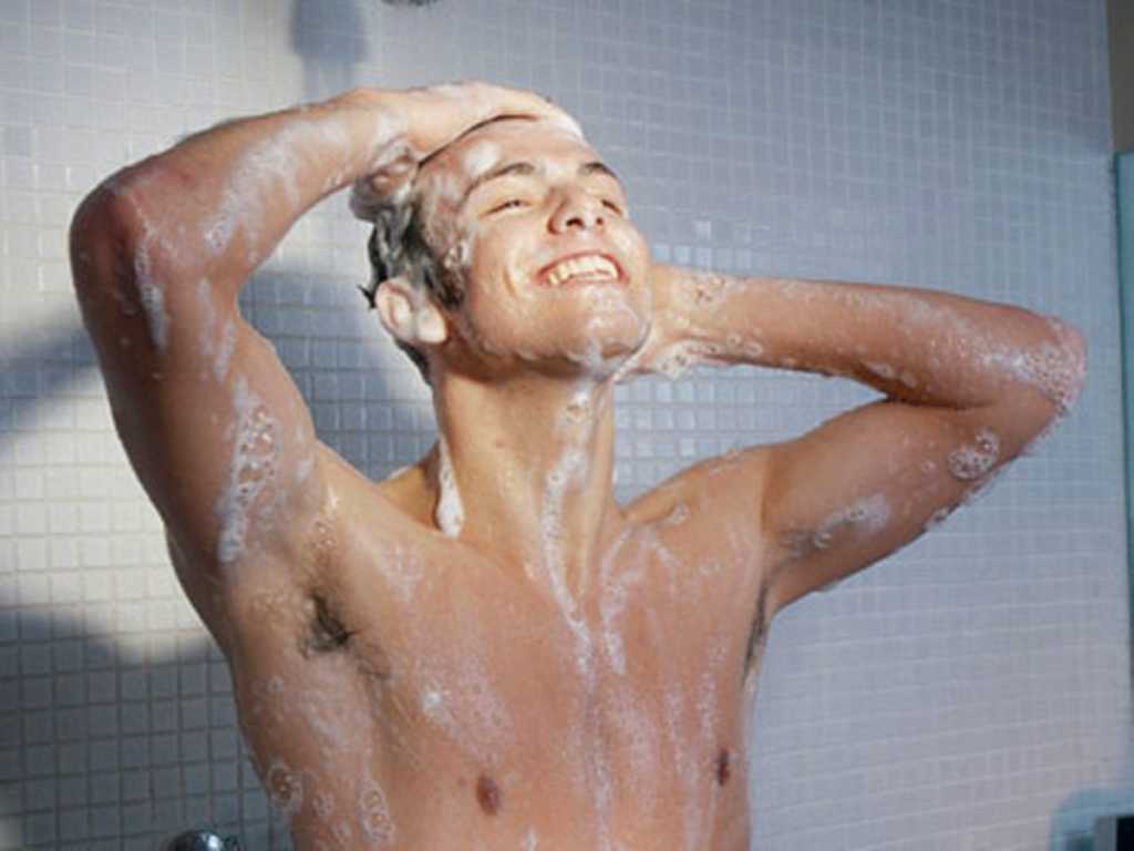 Man in Shower Showering 
