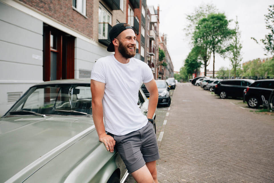 man wearing white Undershirts