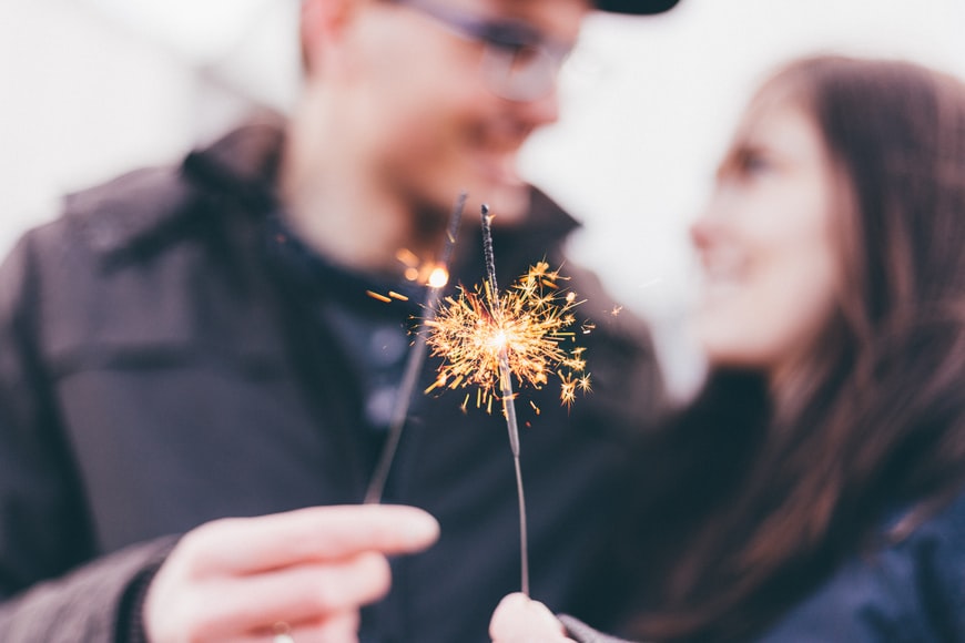 Couple with sparklers