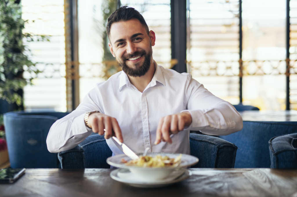  Business Man Eating With Fork 