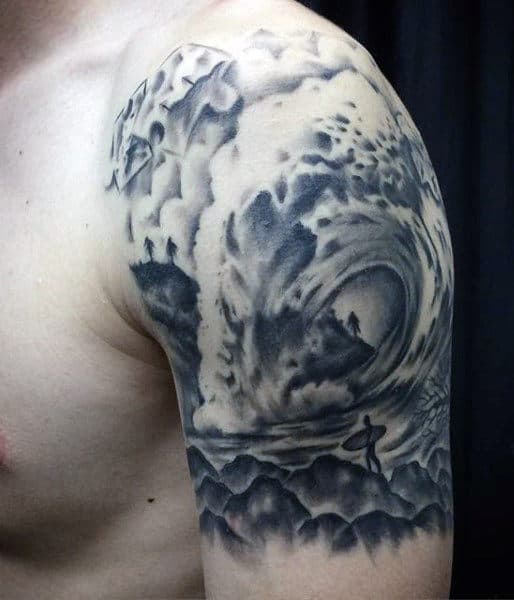 wave tattoos for men