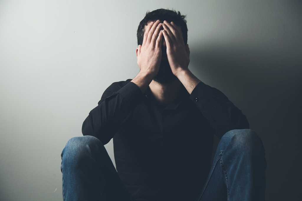 Depression man sitting alone 