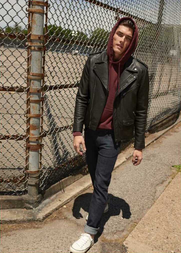 Hoodie With Leather Jacket