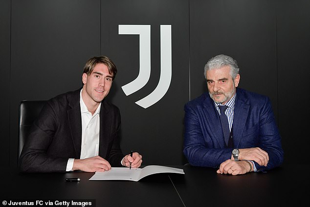 Dusan Vlahovic COMPLETES his £62m Juventus switch from Fiorentina on his 22nd birthday as the Serie A giants hail the Serbian forward as 'a force of nature' with 'clinical coldness' in front of goal after rejecting Arsenal move 
