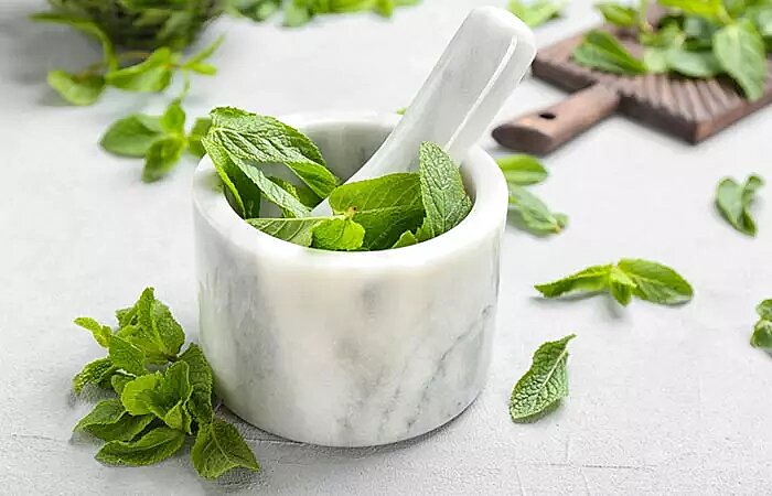 Mint leaves for men with Acne Scars