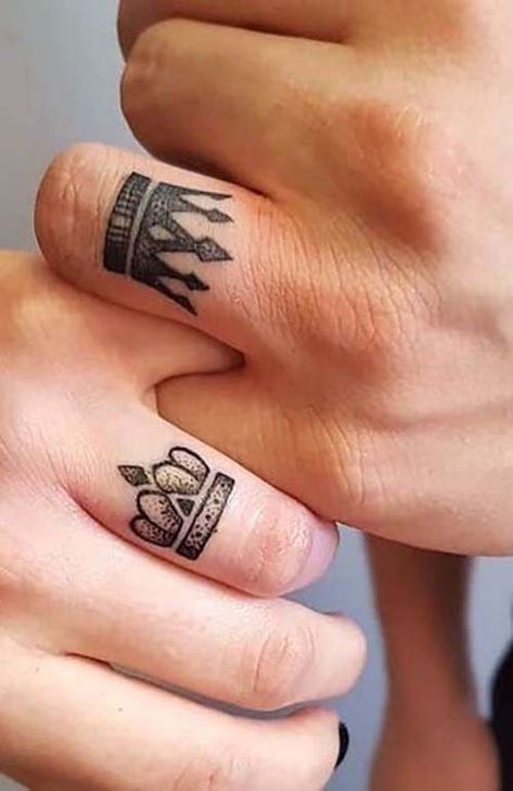 King and Queen Finger Tattoo