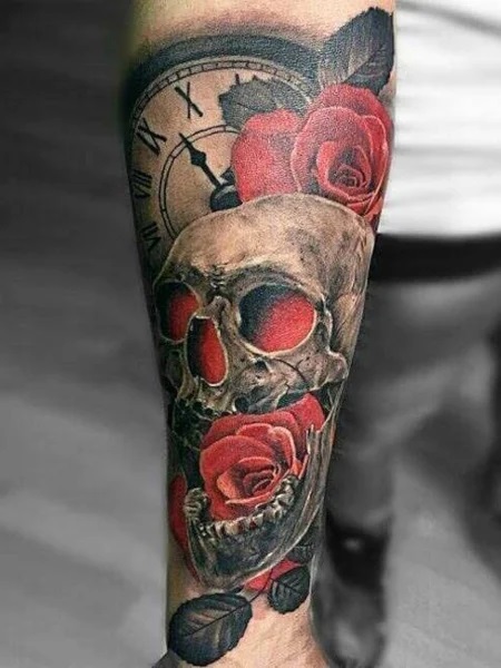 Skull and Rose Tattoo