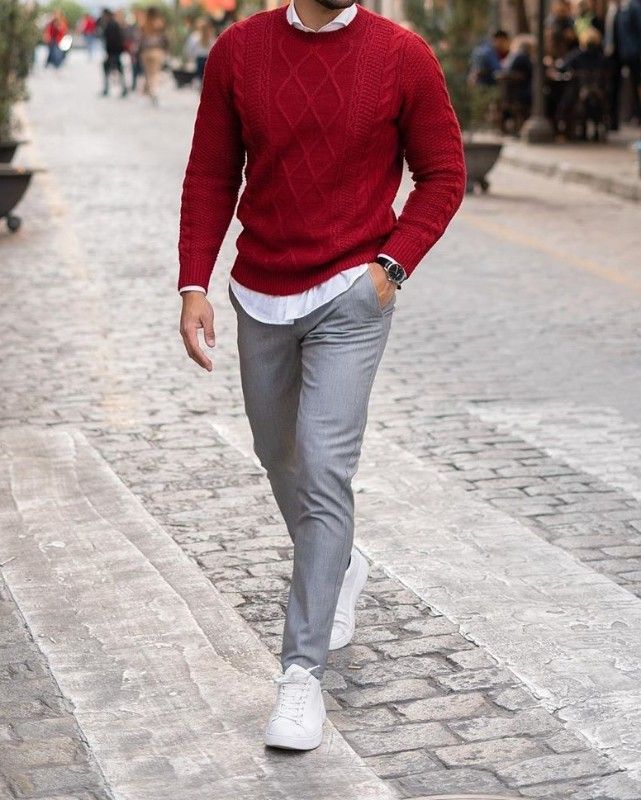 man Grey and Red Fashion