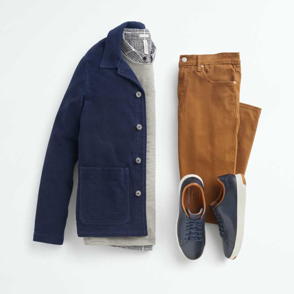 navy blue and khaki outfits mens