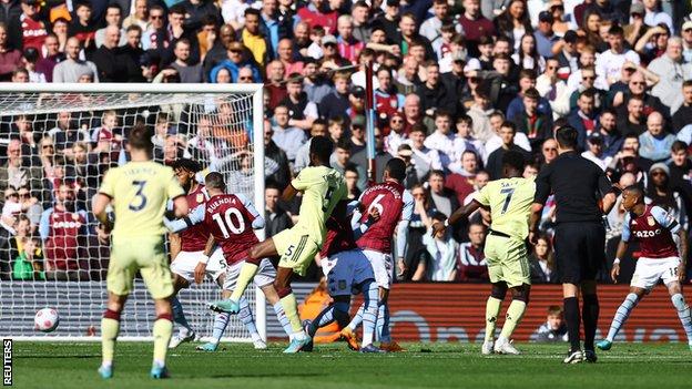 Saka scored against Aston Villa